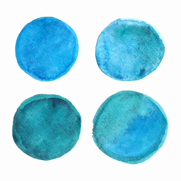 Set of blue watercolor round stains — Stock Vector