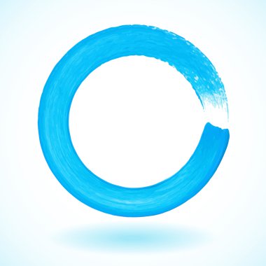 Parlak mavi boya fırçası daire vektör çerçeve