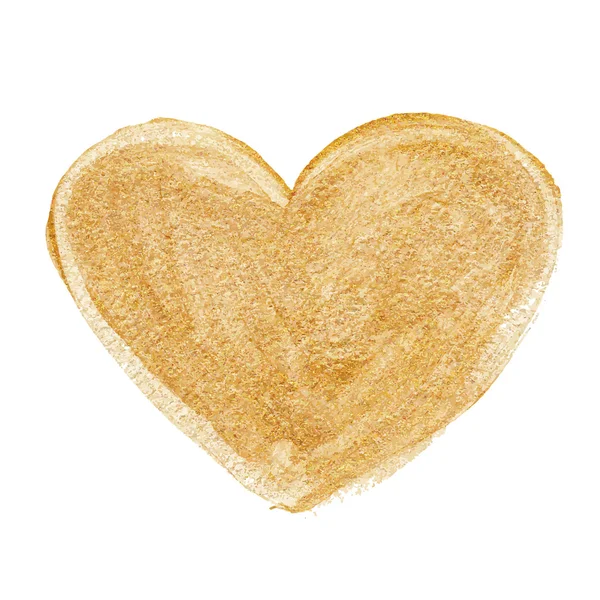 Gold acrylic heart. Hand drawn. — Stock Vector