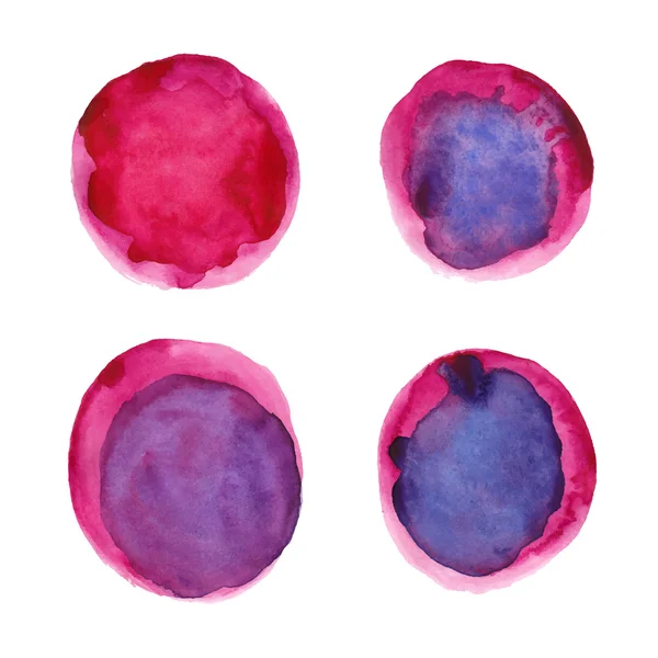 Ensemble de cercles violets aquarelle — Image vectorielle