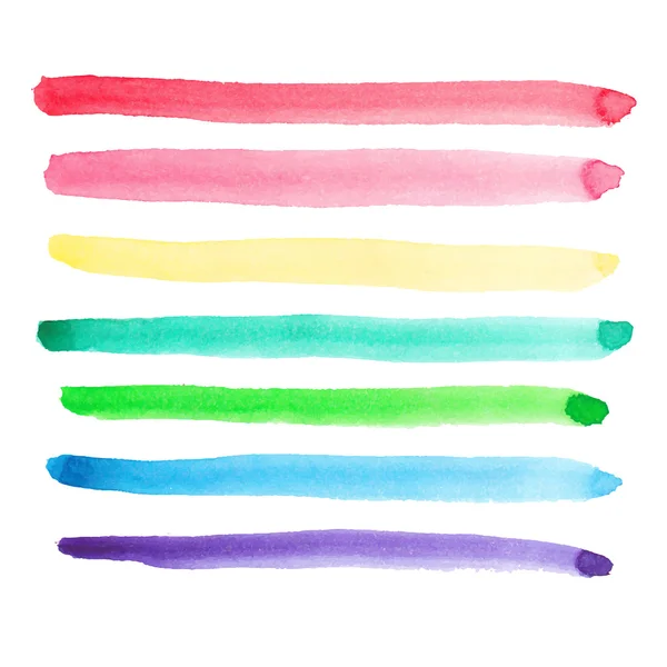 Set of vivid watercolor brush strokes — Stock Vector