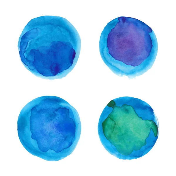 Set van aquarel blauwe cirkels — Stockvector