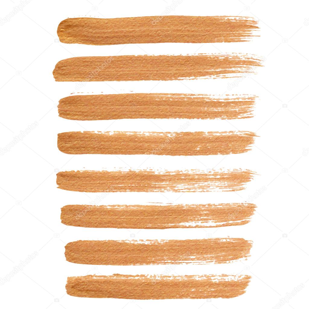 Gold ink vector brush strokes