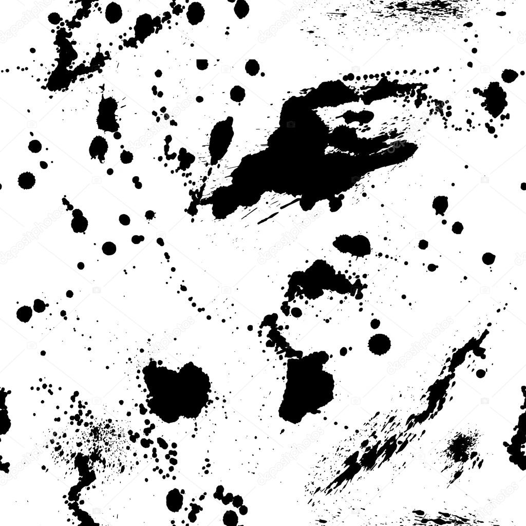 Seamless pattern. Black blots. Grunge background