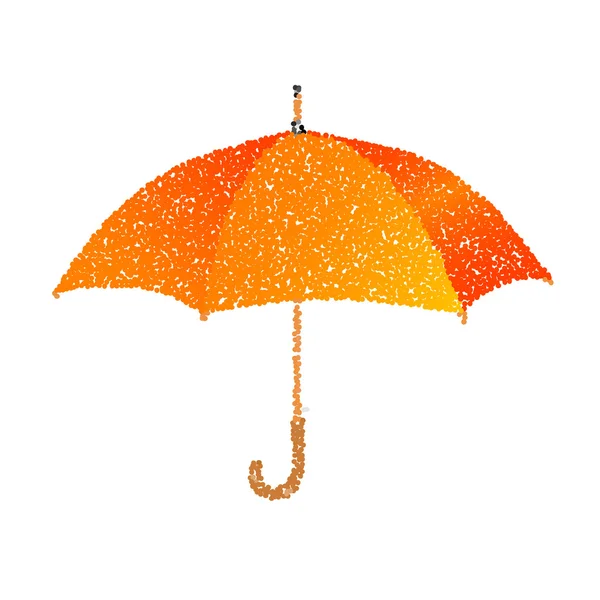 Dotted orange umbrella. Engraving illustration. — Stock Vector