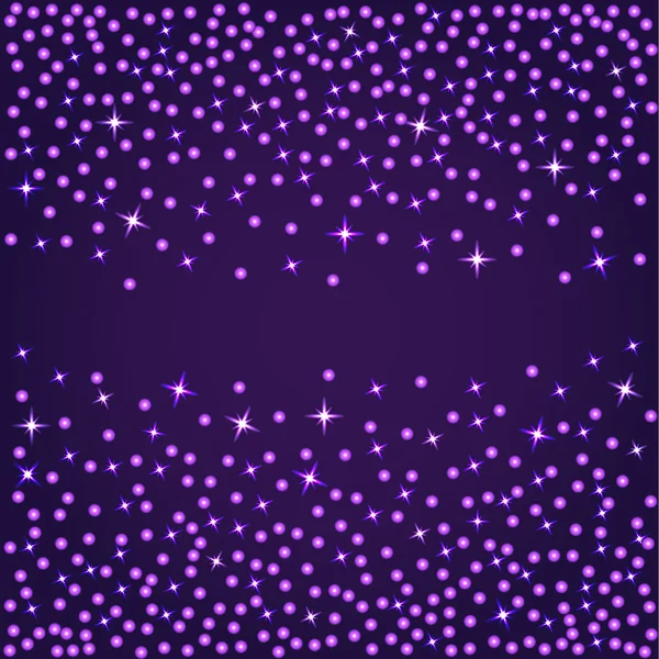 Fondo violeta punteado abstracto con luces y estrellas — Vector de stock