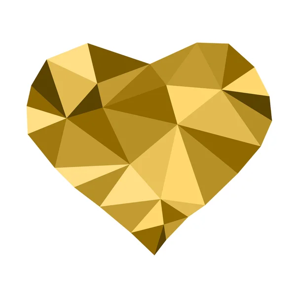 Low poly golden heart — Stock Vector