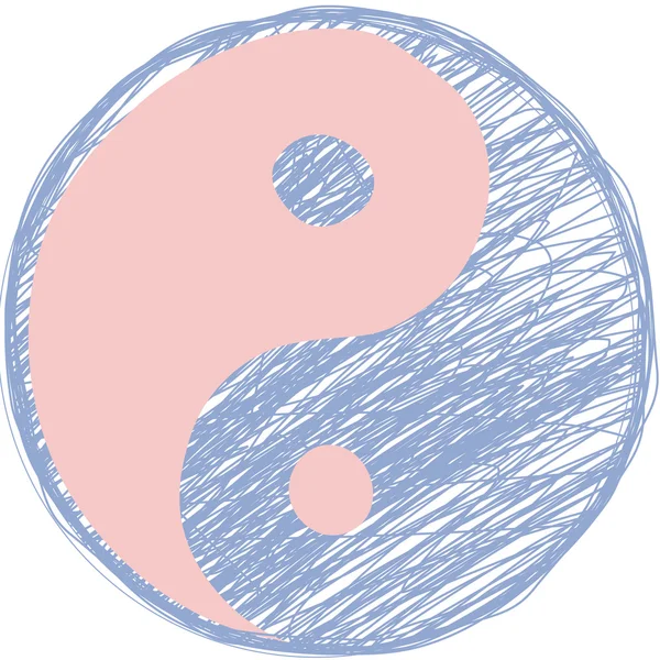 Doodle yin yang símbolo. Quartzo rosa e cores serenidade . — Vetor de Stock