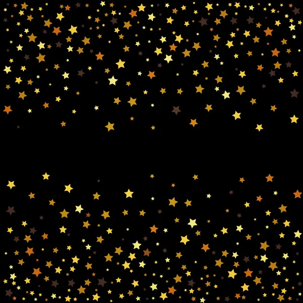 Золотые блестящие звезды на черном фоне. Векторная иллюстрация . — стоковый вектор