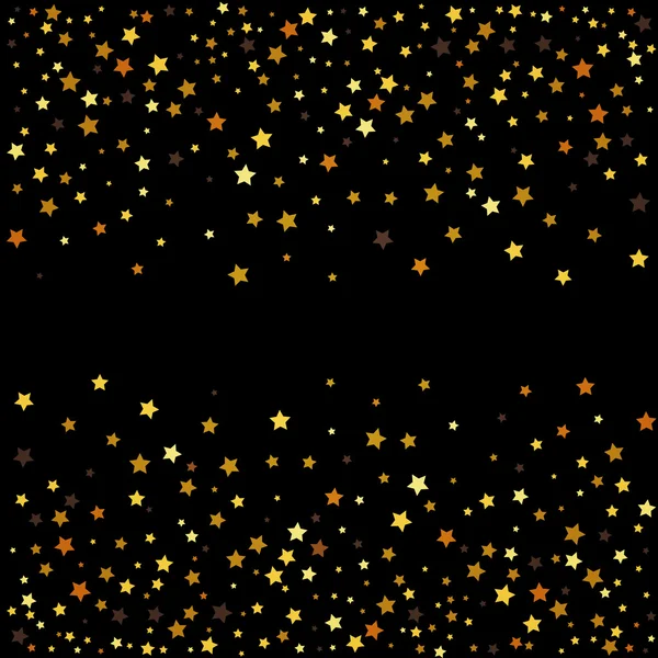 Stelle glitter oro su sfondo nero. Illustrazione vettoriale . Illustrazione Stock