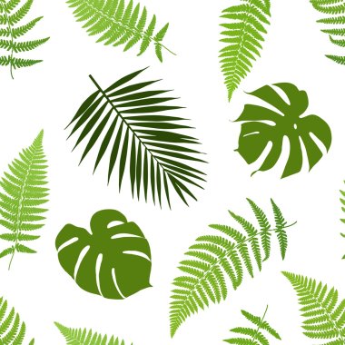 Tropical leaves seamless pattern. Vector illustration. clipart