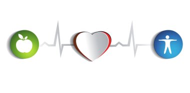 Healthy heart of paper and healthy life style symbols clipart