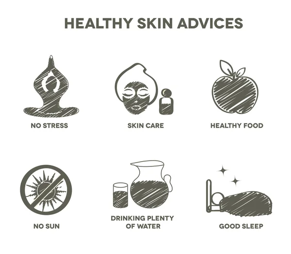 Raccolta di simboli di consigli sulla pelle sana — Vettoriale Stock