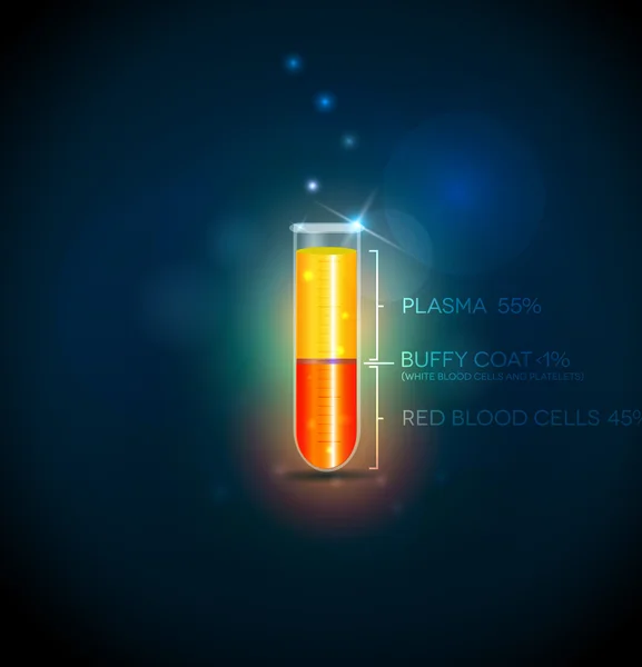 Test tube with blood cells — Stock Vector