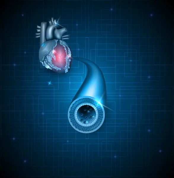 Menschliche Arterie und Herz abstrakter blauer Hintergrund — Stockvektor