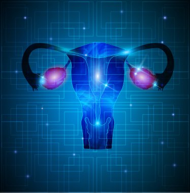 Uterus and ovaries abstract background clipart