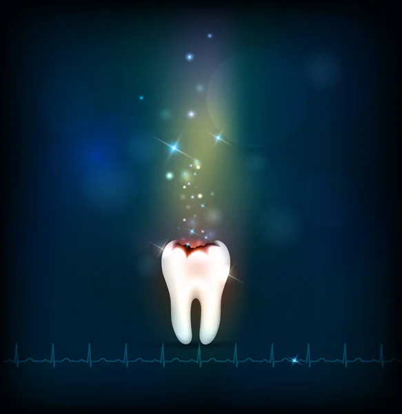 Caries dental fondo azul abstracto — Vector de stock