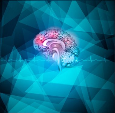 Human brain treatment abstract light blue background clipart