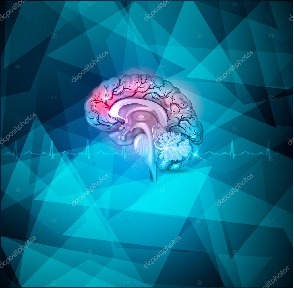 Human brain treatment abstract light blue background Stock Vector by ...