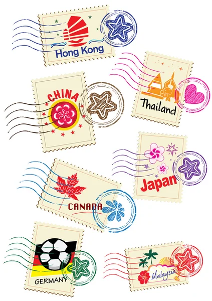 Набор почтовых марок — стоковый вектор