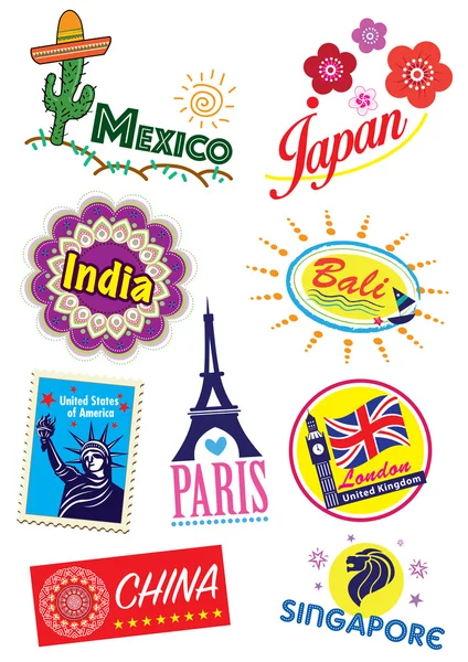 World country travel landmark icon set Royalty Free Stock Illustrations