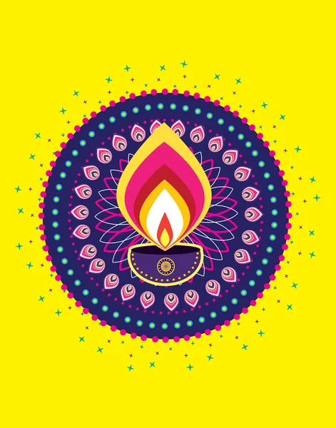 Luz de vela Diwali — Vector de stock