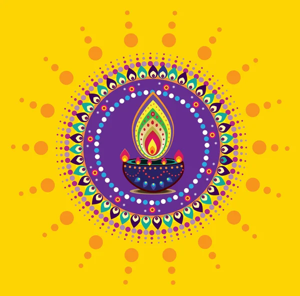 Luz de vela Diwali — Vector de stock