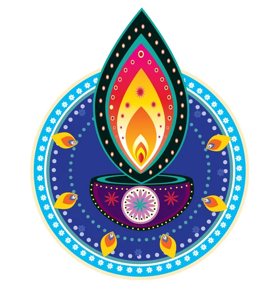 Luz de vela Diwali — Vector de stock