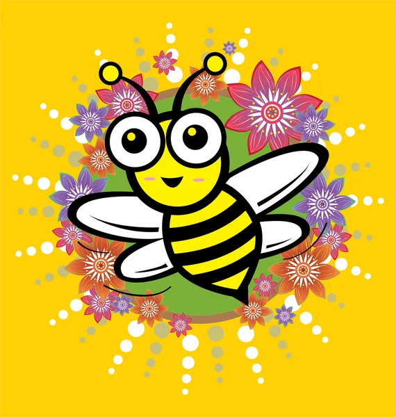 蜂と花 — ストックベクタ
