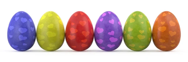 色彩艳丽的复活节彩蛋，白色背景 — 图库照片
