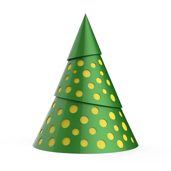 Green stylized Christmas tree with yellow decoration — Stock Photo, Image