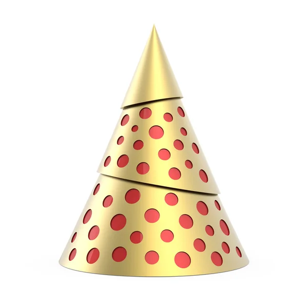 Gold stylized Christmas tree with red decoration — Stock Photo, Image