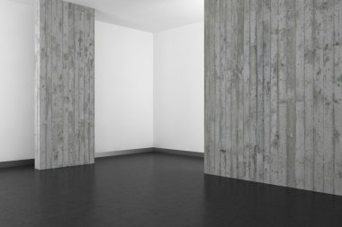 empty modern bathroom with concrete wall and dark floor  clipart