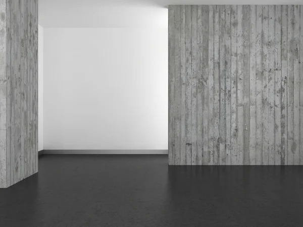 Empty modern bathroom with concrete wall and dark floor — Stock Photo, Image