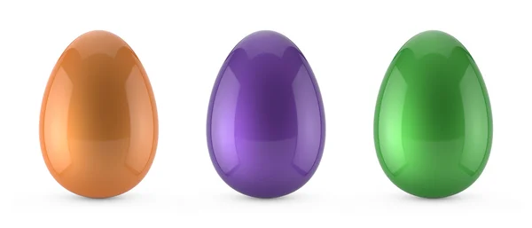 Sada barevných velikonočních vajec na bílém pozadí — Stock fotografie
