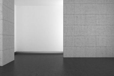 Beton duvar ve karanlık kat boş modern banyo 