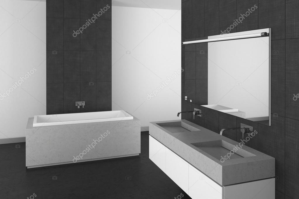 Modern fürdÅszoba szürke csempe és sötét padló — stock fotó ... Modern csempe