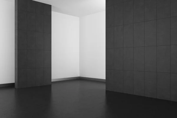 Cuarto de baño moderno vacío con azulejos grises y suelo oscuro — Foto de Stock
