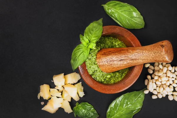 Recipe Ingredients Italian Sauce Pesto Homemade Green Pesto Sauce Basil — 스톡 사진