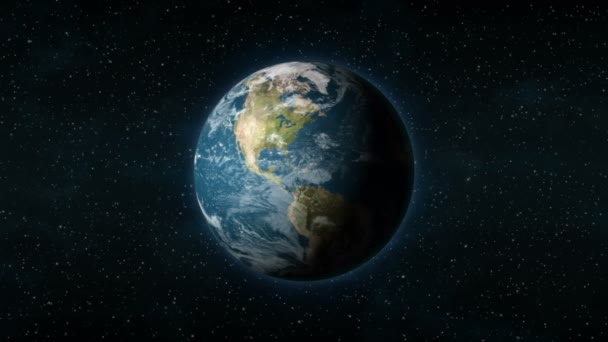 Realistic Earth from space spinning around its axis — Stock Video