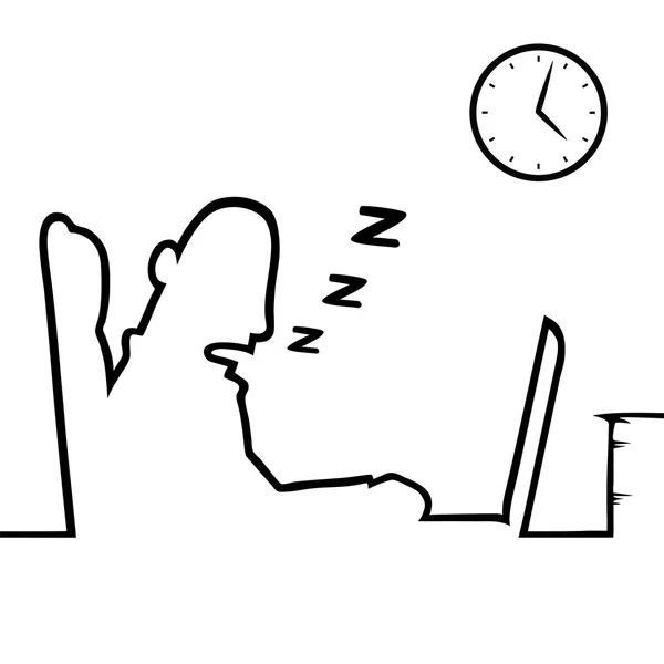 Άνθρωπος κοιμάται στην εργασία — Διανυσματικό Αρχείο