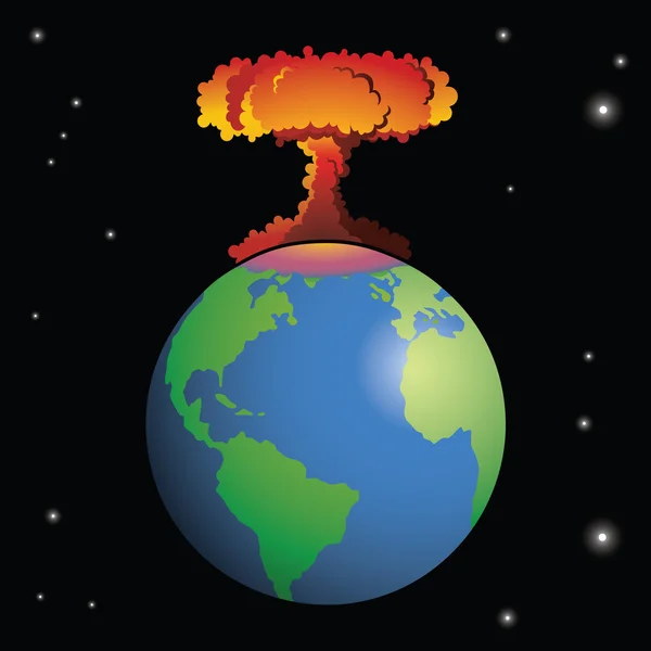 Kärnvapen exploderar på jorden — Stock vektor
