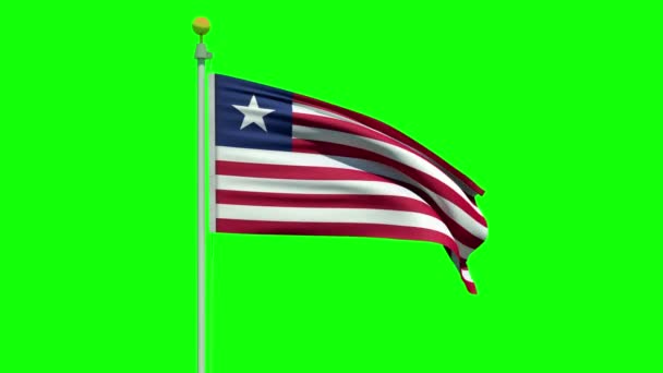 Ondeando bandera liberiana en una pantalla verde — Vídeos de Stock