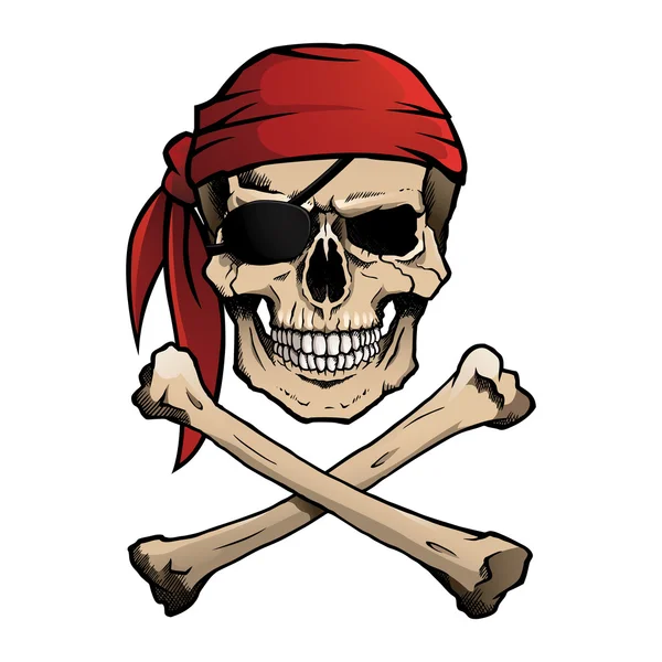 Crâne et os croisés pirate Jolly Roger — Image vectorielle