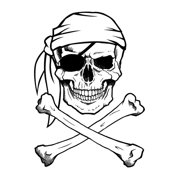 Jolly Roger crânio pirata e ossos cruzados —  Vetores de Stock