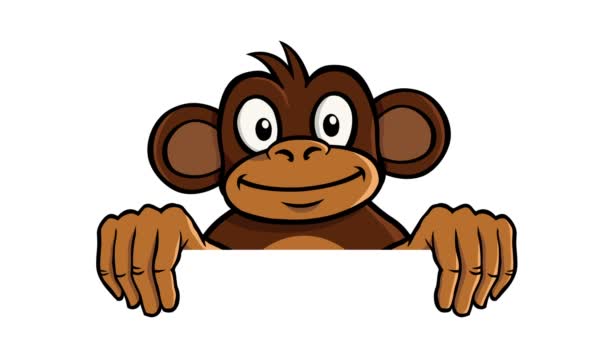 Monkey holding frame animation — Stock Video