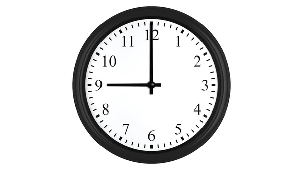 Realistic 3D clock set at 9 o'clock — Stock Photo, Image