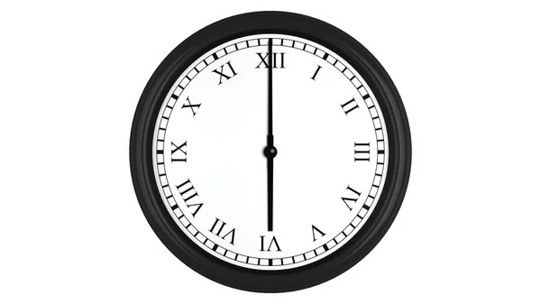 Realistic 3D clock with Roman numerals set at 6 o'clock — Stock Photo, Image