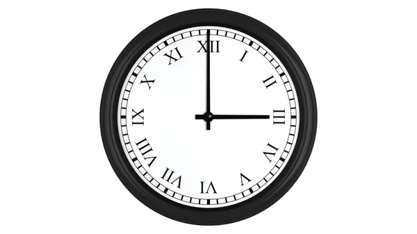 Realistic 3D clock with Roman numerals set at 3 o'clock — Stock Photo, Image