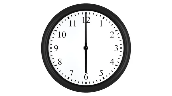 Realistic 3D clock set at 6 o'clock — Stock Photo, Image